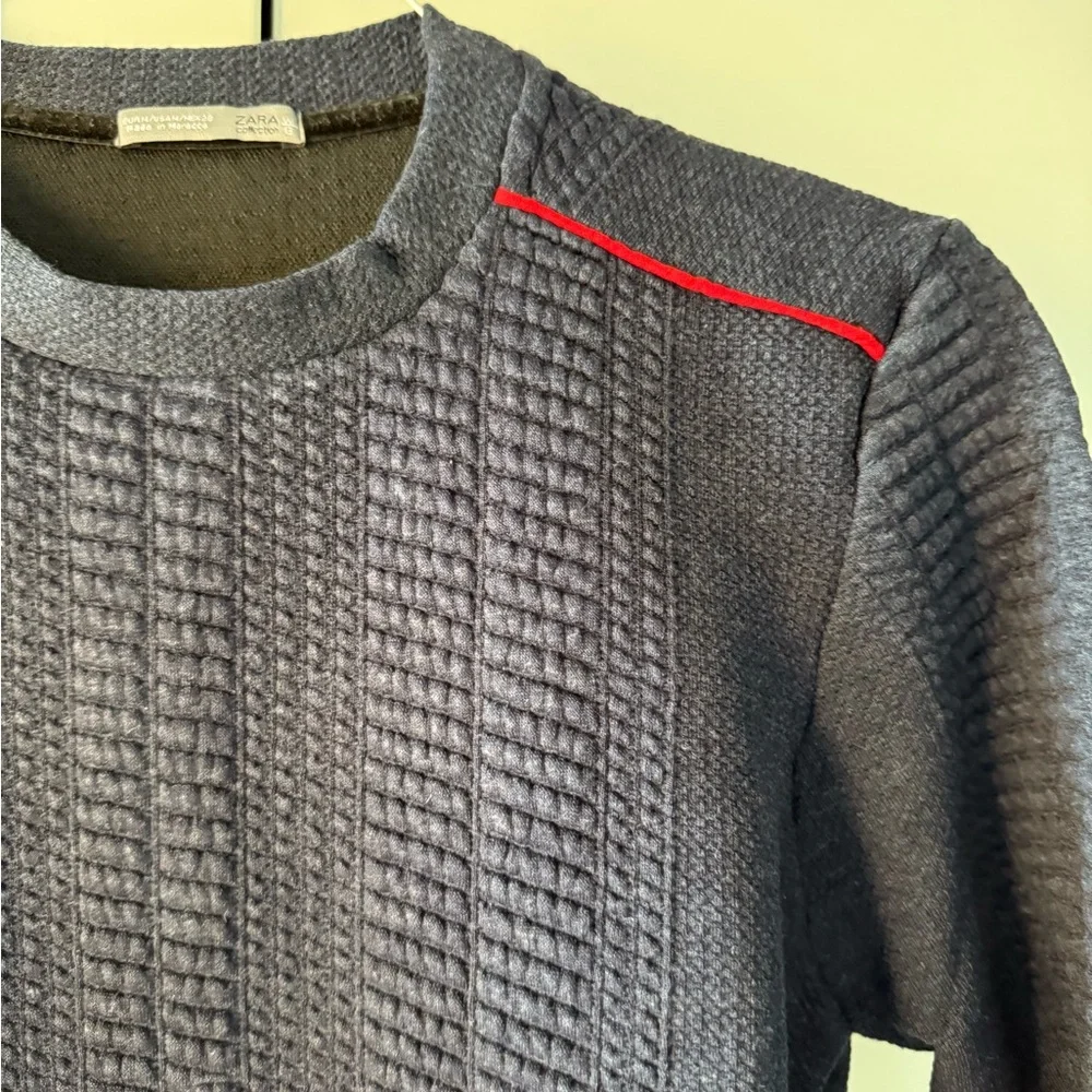 Zara Dark Blue Textured Sweater size M - Picture 3 of 7